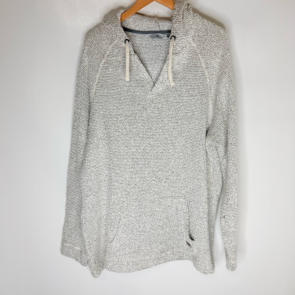Ascend Men's Light Gray V-Neck Drawstring Sweater - Sz S